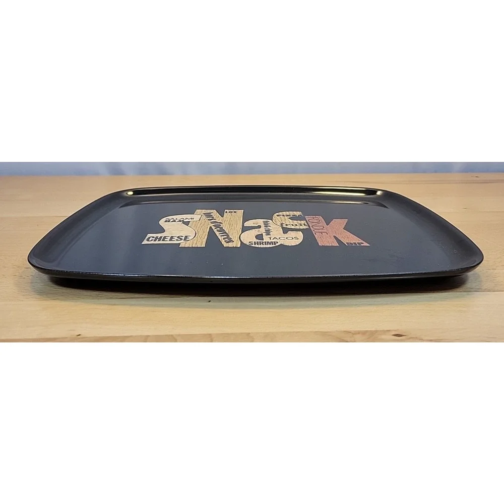 Vintage Couroc Inlaid “SNACK” Wood Black Phenolic Tray Snack Dish 9x12 Barware